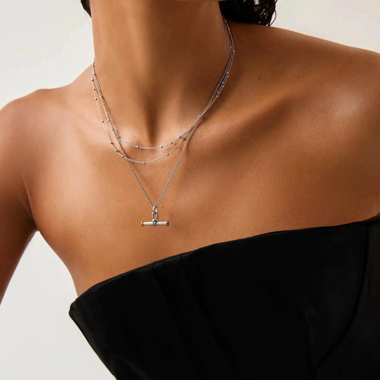 Ridge T-Bar Chain Necklace | Silver Plated Necklaces Missoma 