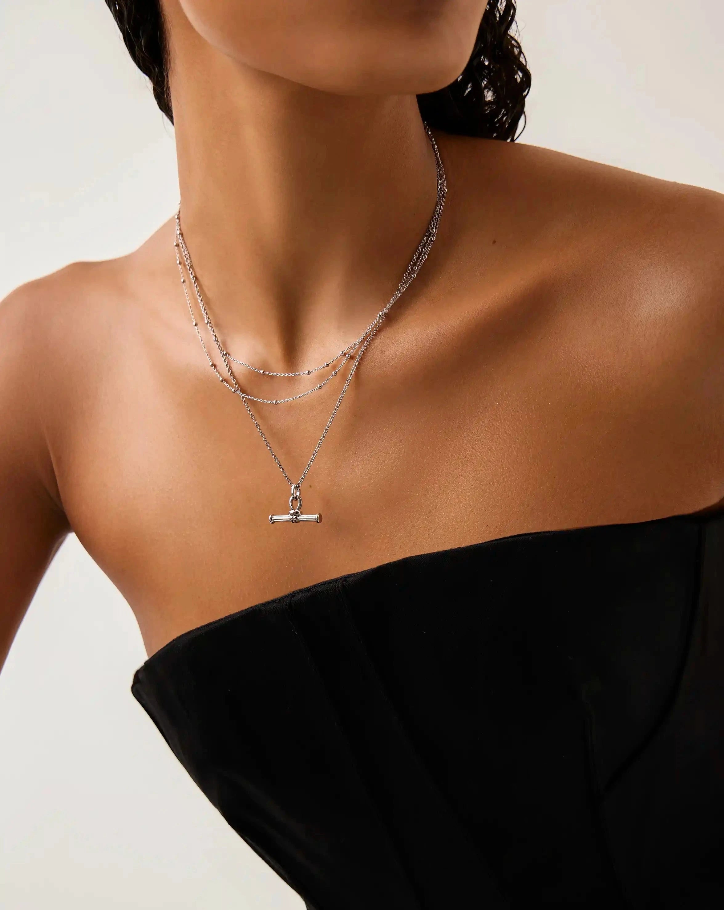 Ridge T-Bar Chain Necklace | Silver Plated Necklaces Missoma 