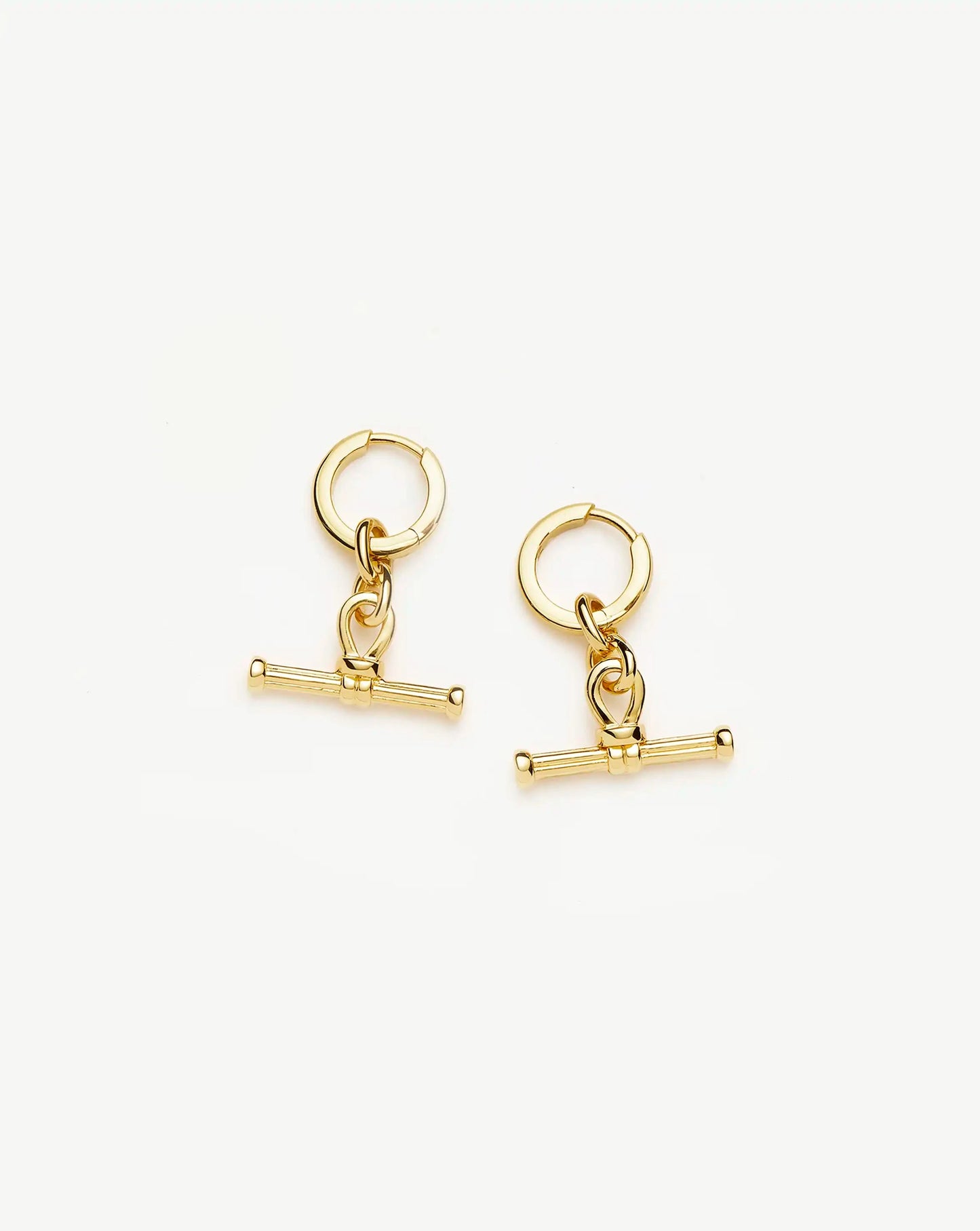 Ridge T-Bar Drop Huggies | 18ct Gold Plated Earrings Missoma 