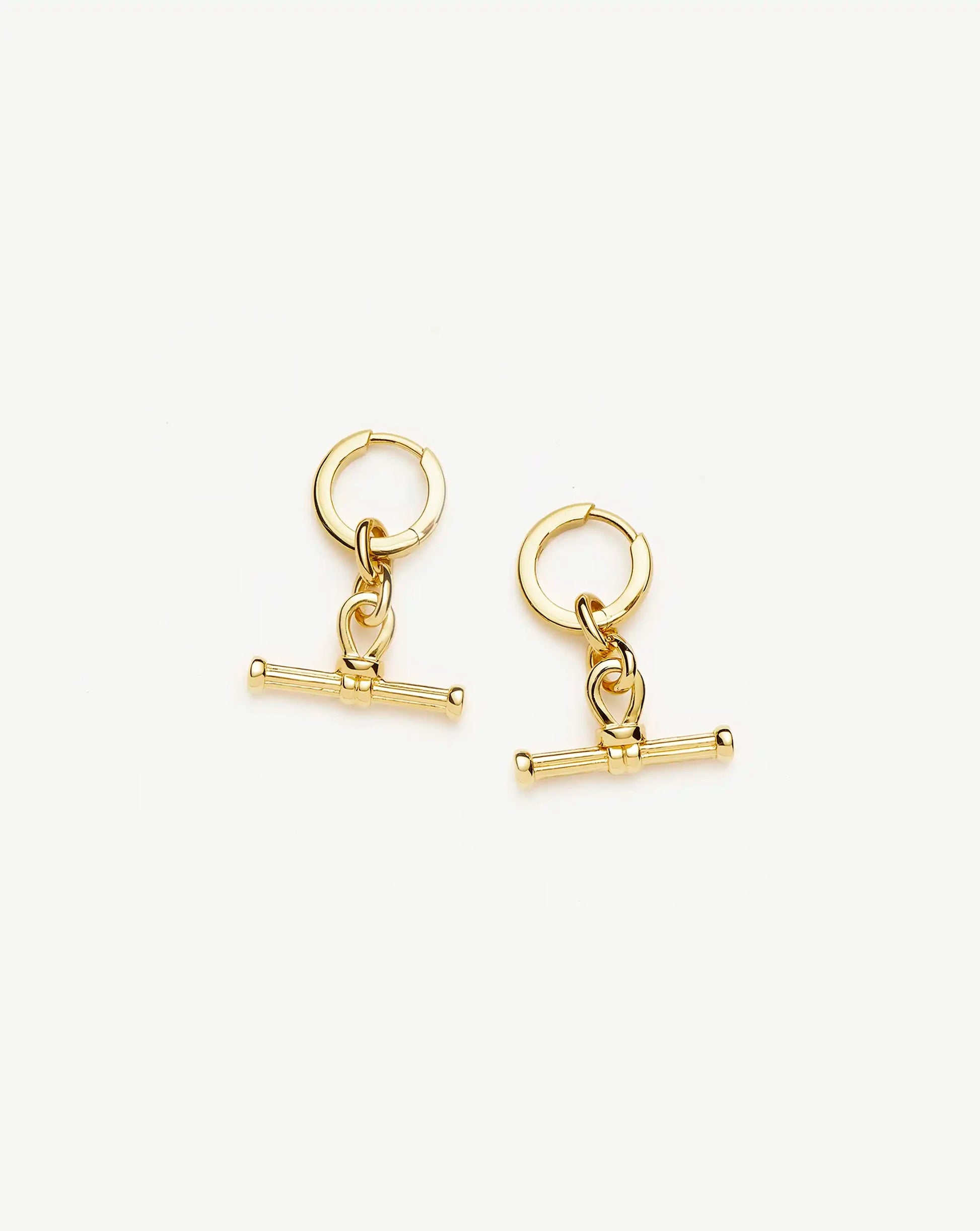 Ridge T-Bar Drop Huggies | 18ct Gold Plated Earrings Missoma 