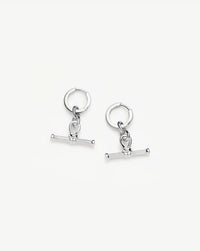 Ridge T-Bar Drop Huggies | Silver Plated Earrings Missoma 