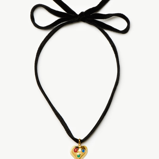 Rouje Ella Heart Gemstone Velvet Necklace | 18ct Gold Plated Missoma 