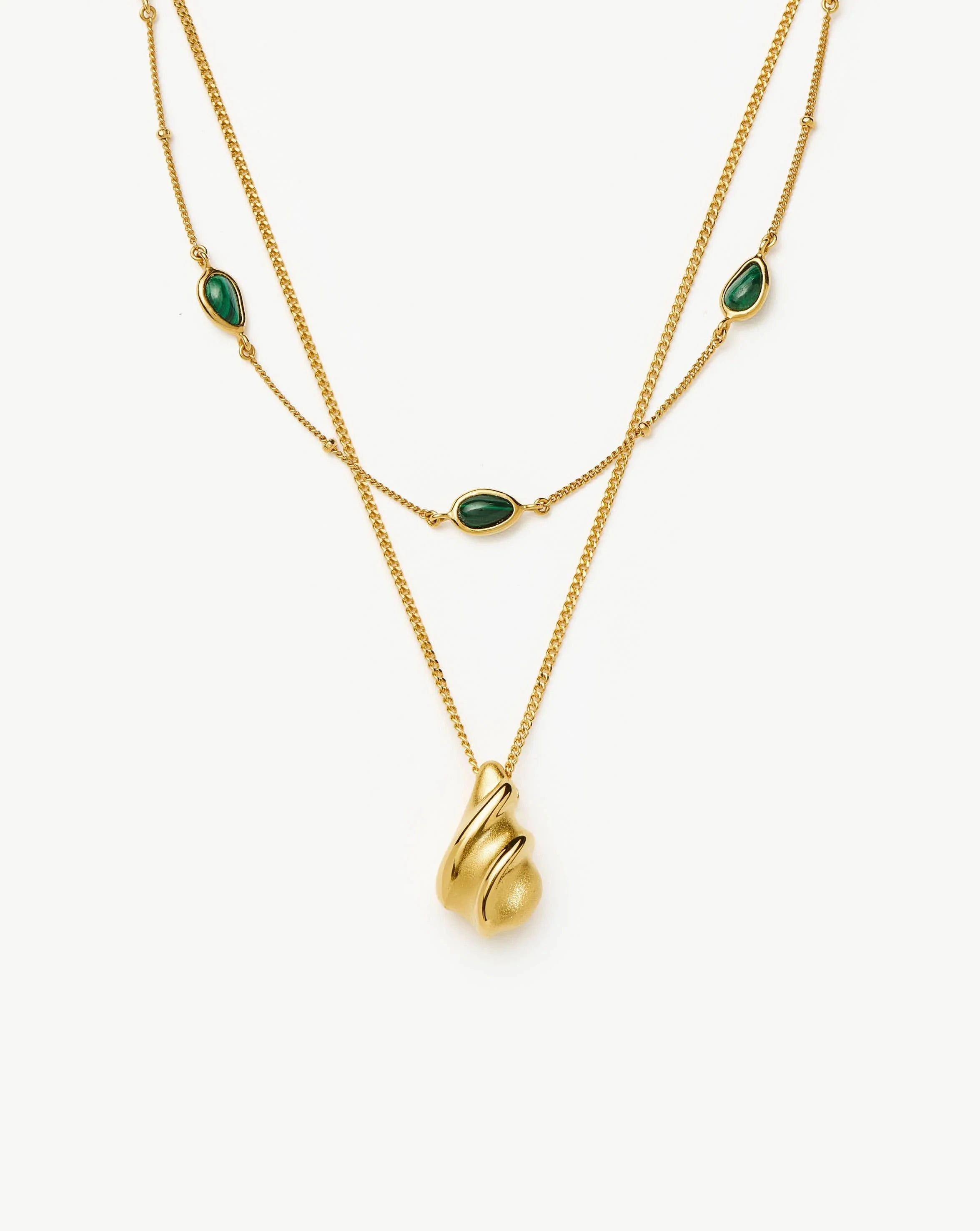 Savi Droplet Necklace & Magma Choker Set | 18ct Gold Plated/18ct Gold Vermeil/Malachite Necklaces Missoma 