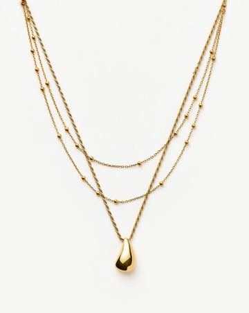 Savi Droplet Pendant & Double Necklace Set | 18ct Gold Vermeil Layering Sets Missoma 