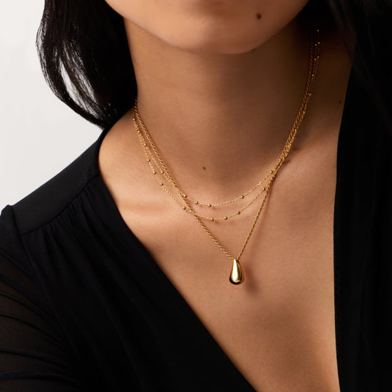 Savi Droplet Pendant & Double Necklace Set | 18ct Gold Vermeil Layering Sets Missoma 