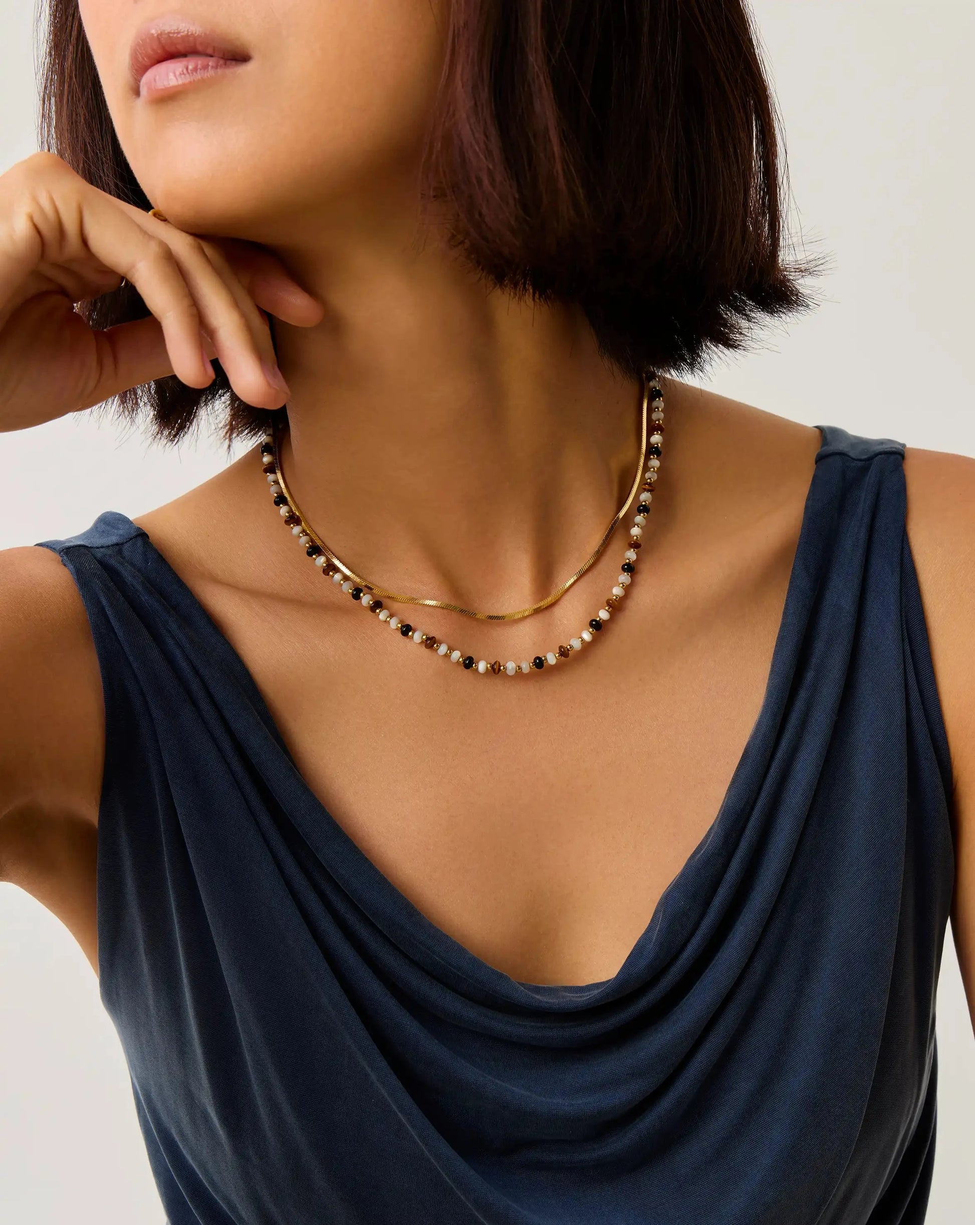 Savi Pearl & Gemstone Beaded Necklace | 18ct Gold Plated/Multi Necklaces Missoma 