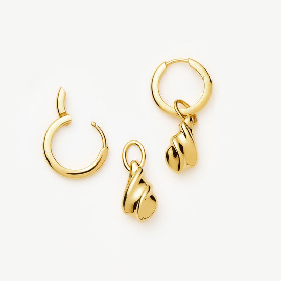 Savi Ridge Droplet Charm Earrings | 18ct Gold Vermeil Earrings Missoma 