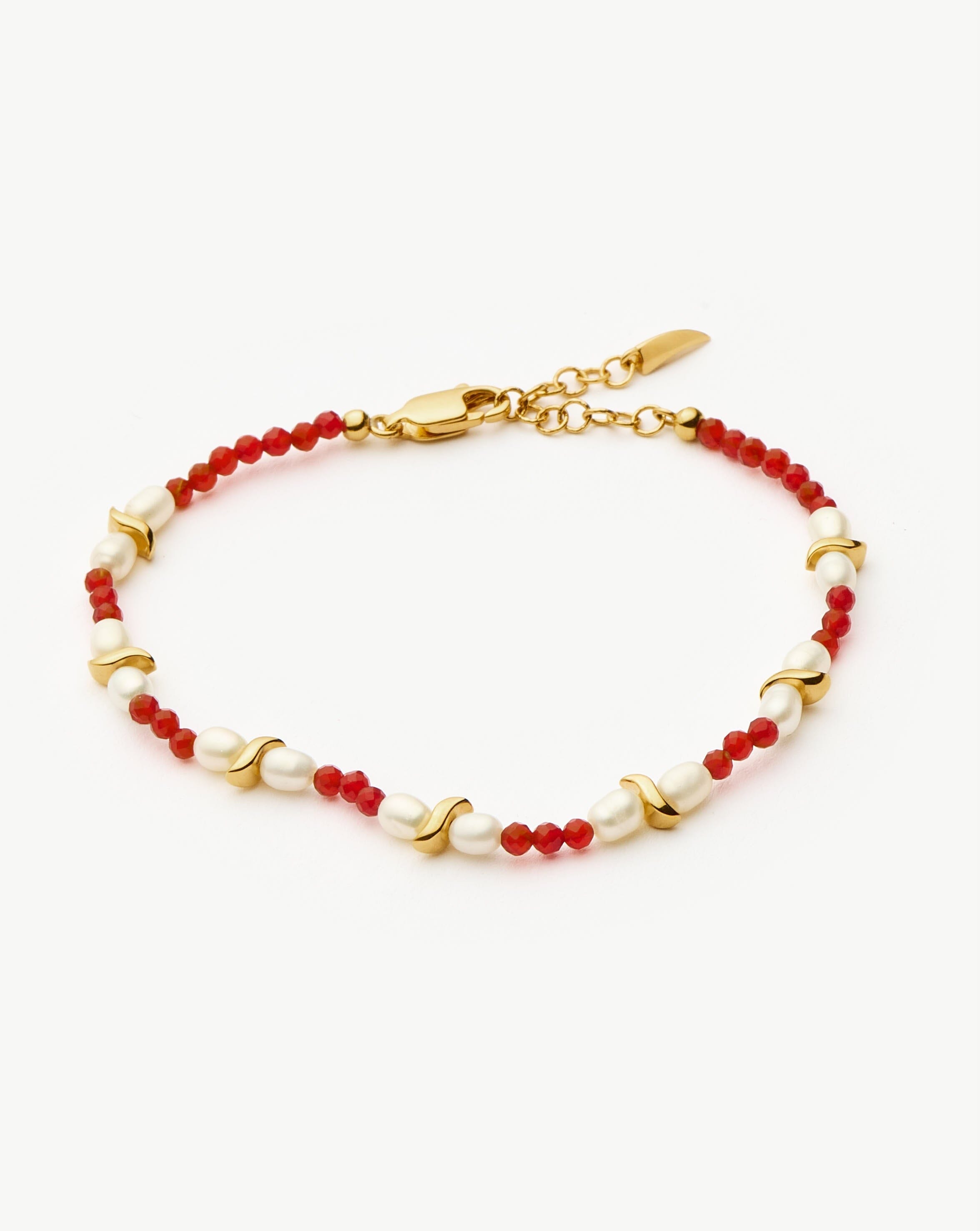 Savi Seed Pearl Beaded Bracelet | Red Quartz & Pearl Bracelets Missoma 