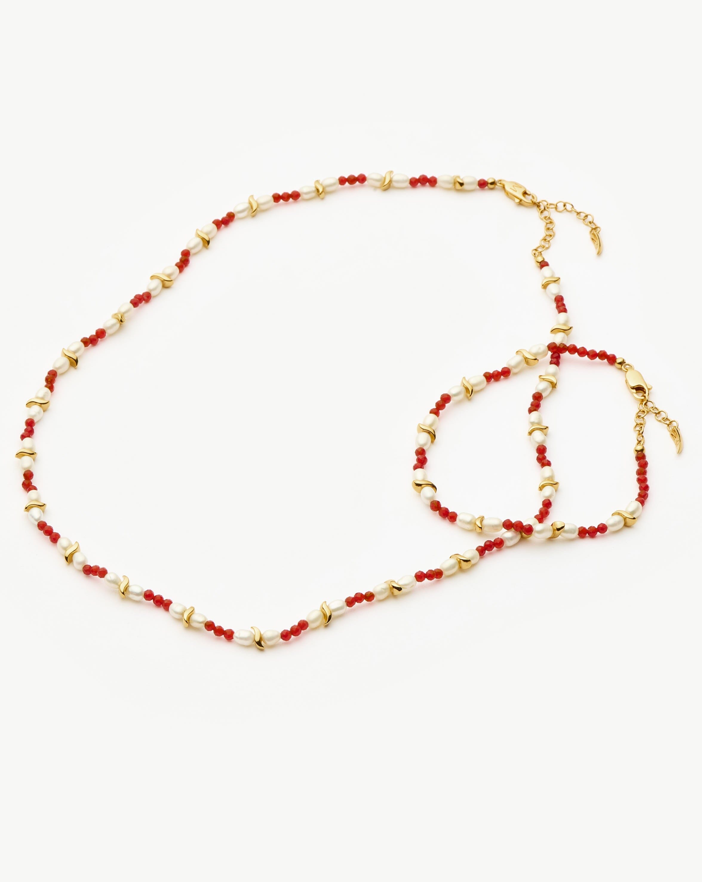 Savi Seed Pearl Beaded Bracelet | Red Quartz & Pearl Bracelets Missoma 