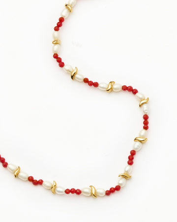 Savi Seed Pearl Beaded Necklace | Red Quartz & Pearl Necklaces Missoma 