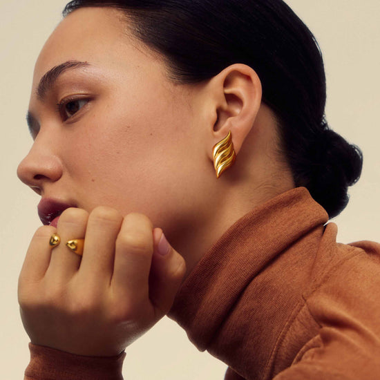 Savi Signature Oversized Stud Earrings | 18ct Gold Plated Earrings Missoma 