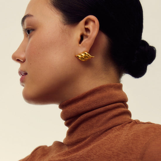 Savi Signature Oversized Stud Earrings | 18ct Gold Plated Earrings Missoma 