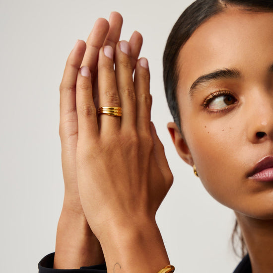 Savi Signature Triple Ring | 18ct Gold Plated Rings Missoma 