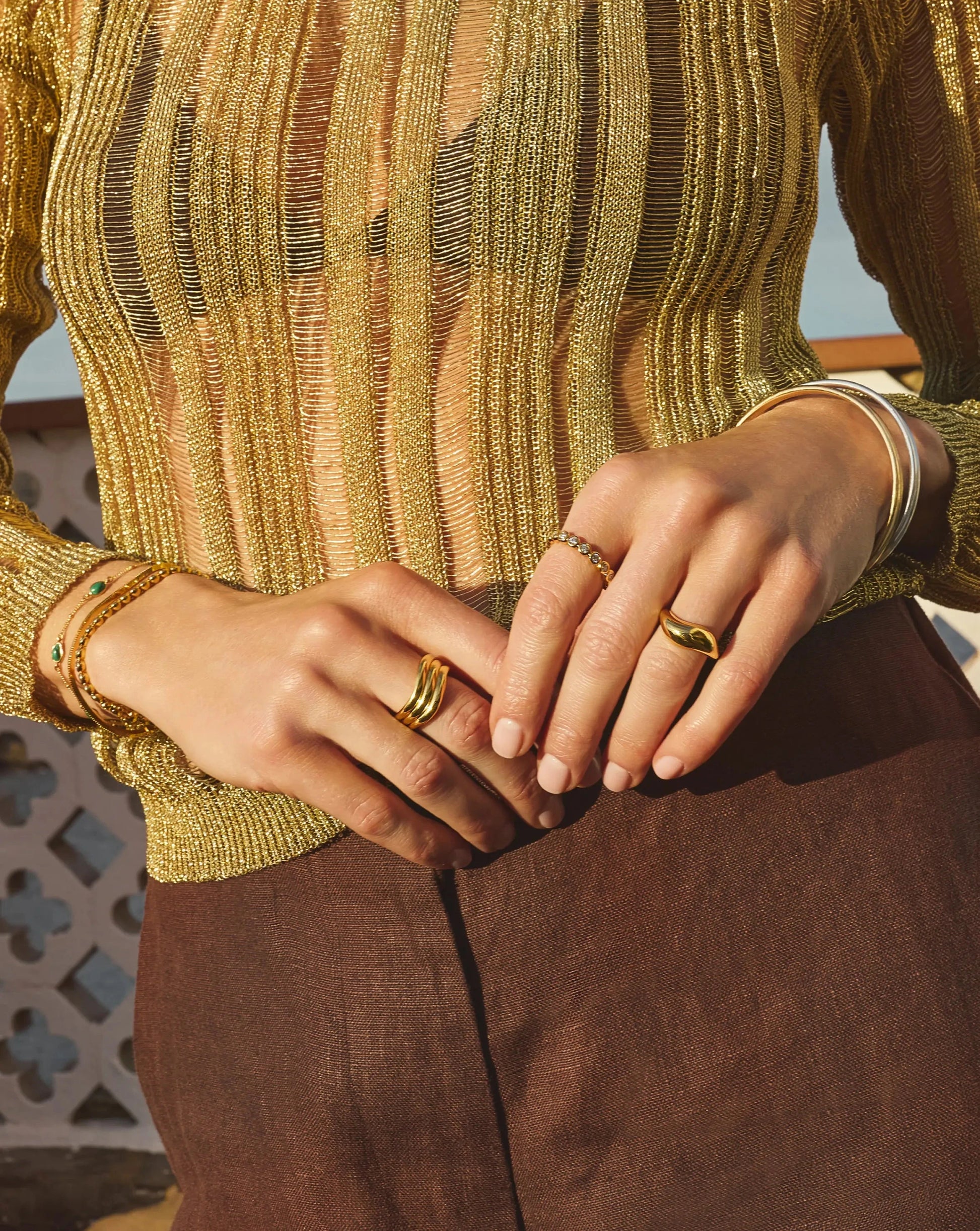 Savi Signature Triple Ring | 18ct Gold Plated Rings Missoma 