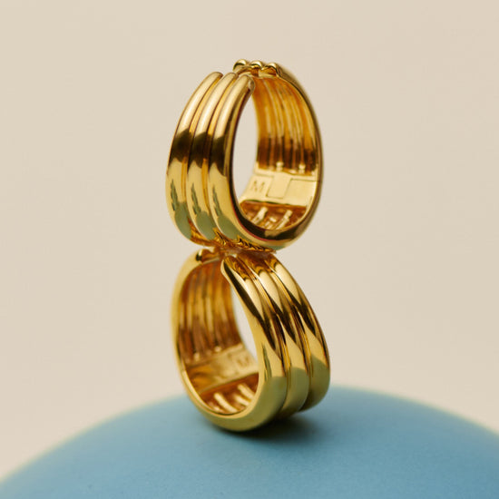 Savi Triple Ridge Hoop Earrings | 18ct Gold Vermeil Earrings Missoma 