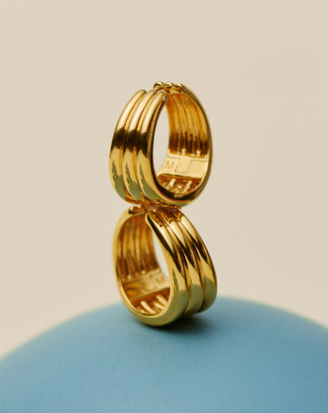 Savi Triple Ridge Hoop Earrings | 18ct Gold Vermeil Earrings Missoma 