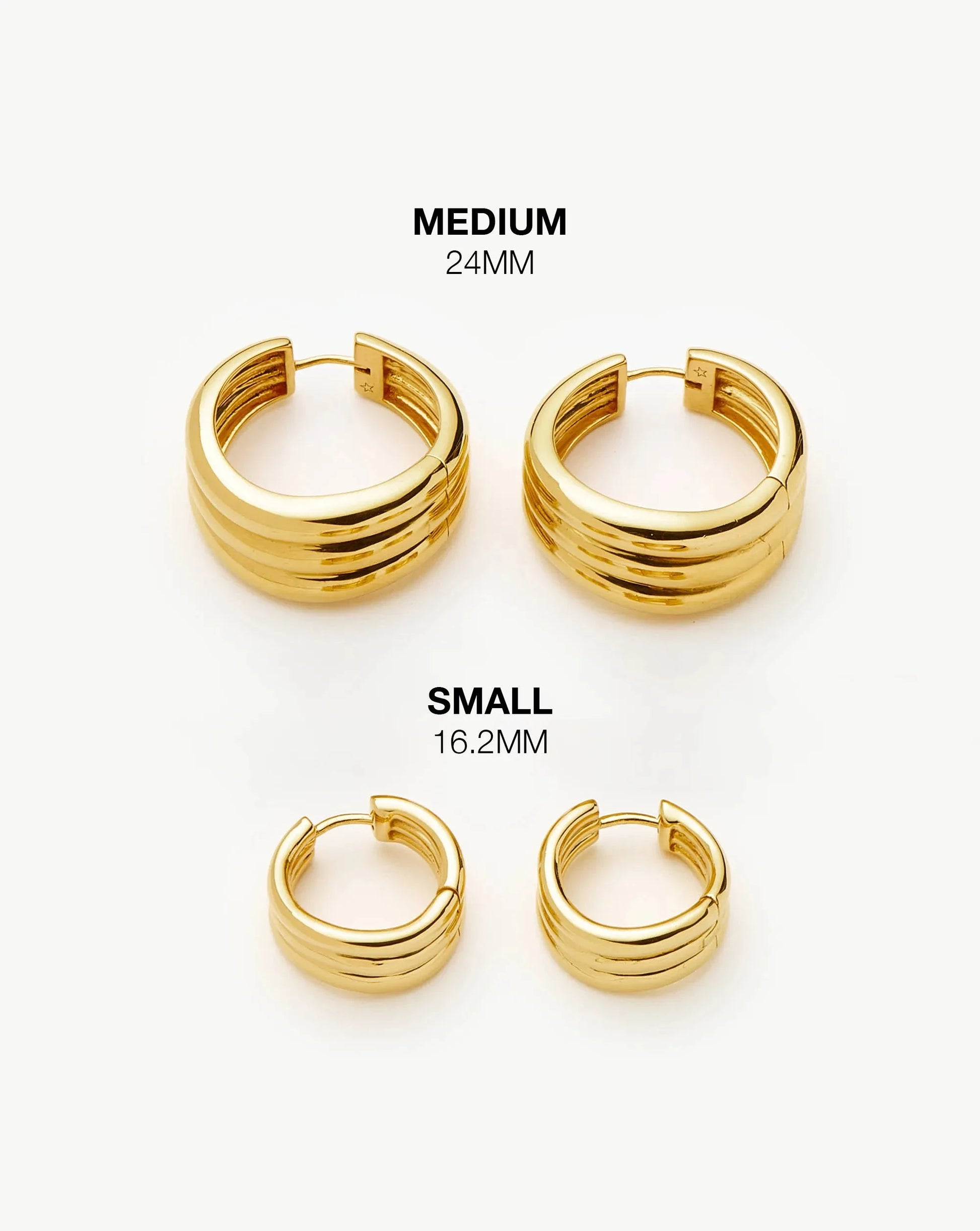 Savi Triple Ridge Hoop Earrings | 18ct Gold Vermeil Earrings Missoma 