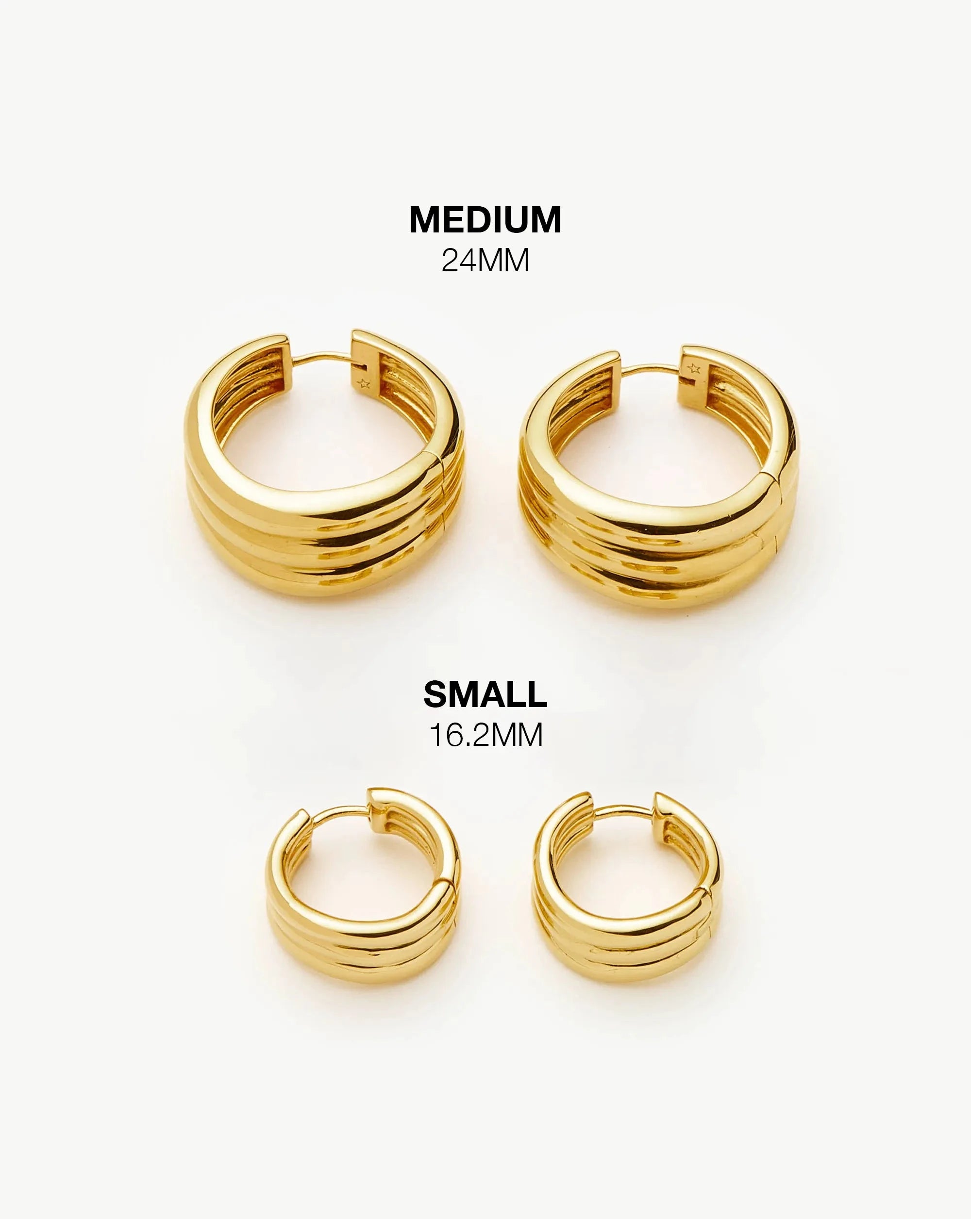 Savi Triple Ridge Hoop Earrings | 18ct Gold Vermeil Earrings Missoma 