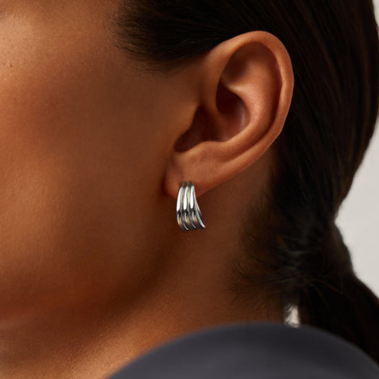 Savi Triple Ridge Hoop Earrings | Sterling Silver Earrings Missoma 