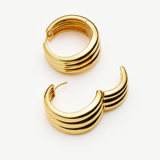Savi Triple Ridge Large Hoop Earrings | 18ct Gold Plated Earrings Missoma 