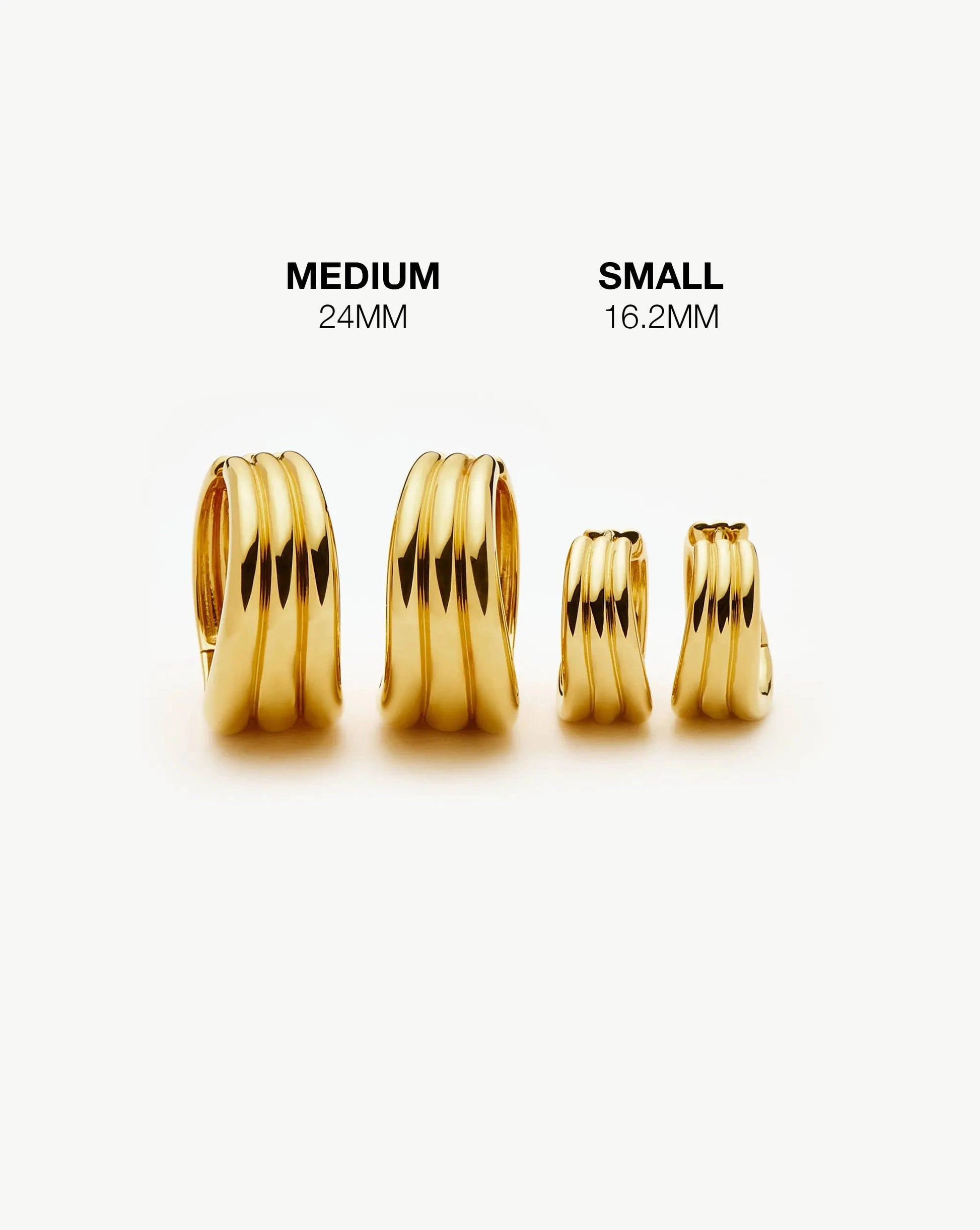 Savi Triple Ridge Medium Hoop Earrings | 18ct Gold Plated Earrings Missoma 