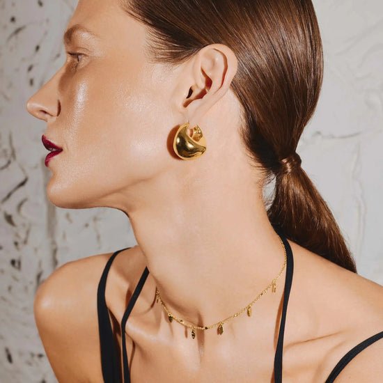 Sculptural Chubby Dome Medium Hoop Earrings | 18ct Gold Plated Earrings Missoma 