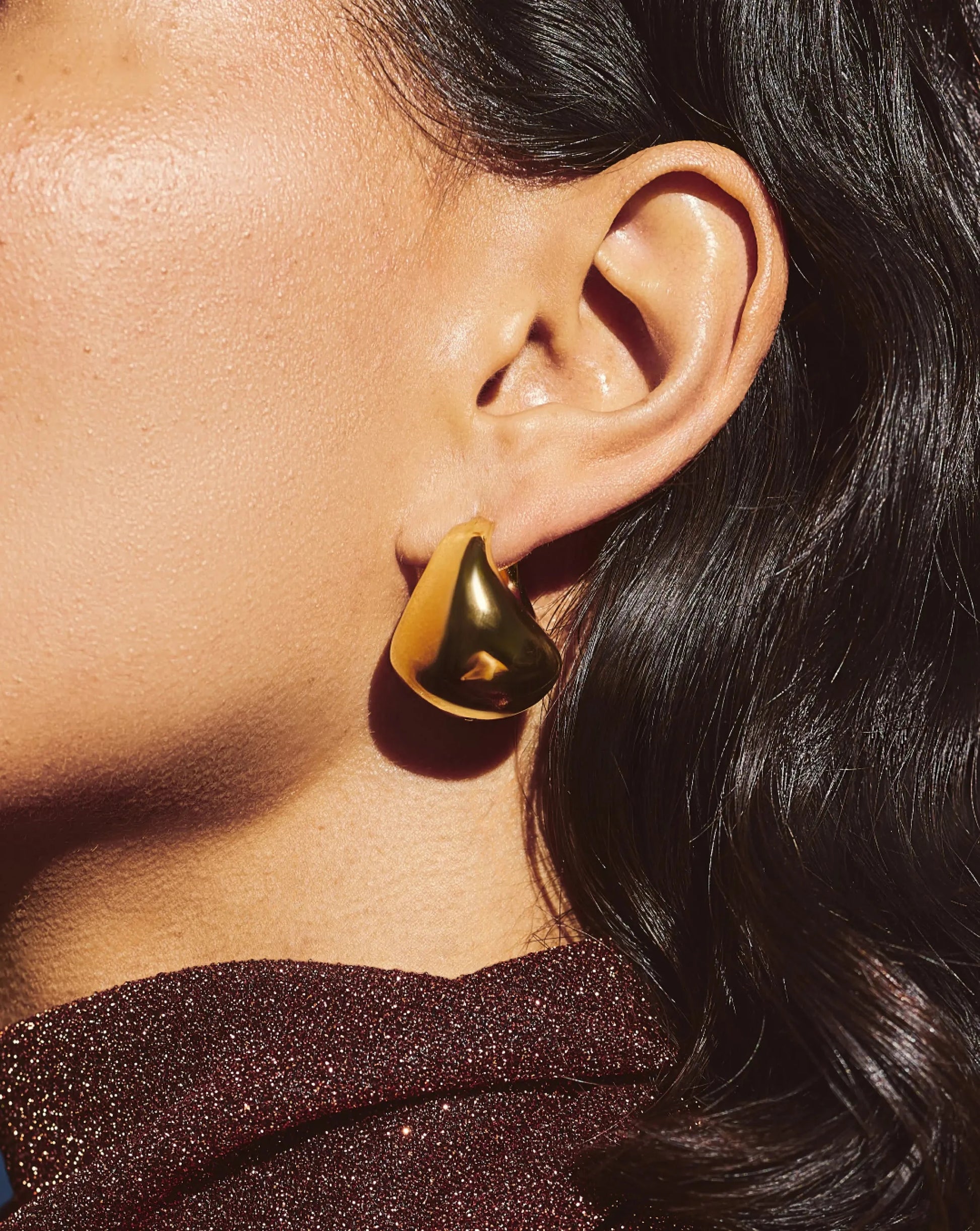 Sculptural Chubby Dome Medium Hoop Earrings | 18ct Gold Plated Earrings Missoma 
