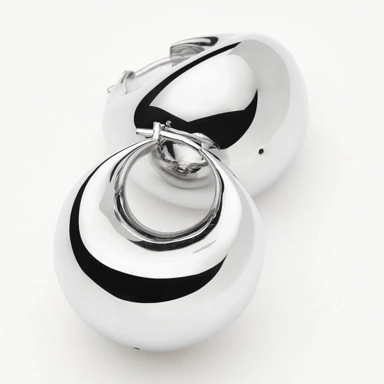 Sculptural Chubby Dome Medium Hoop Earrings | Silver Plated Earrings Missoma 
