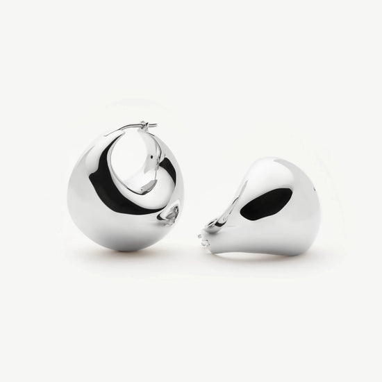 Sculptural Chubby Dome Medium Hoop Earrings | Silver Plated Earrings Missoma 