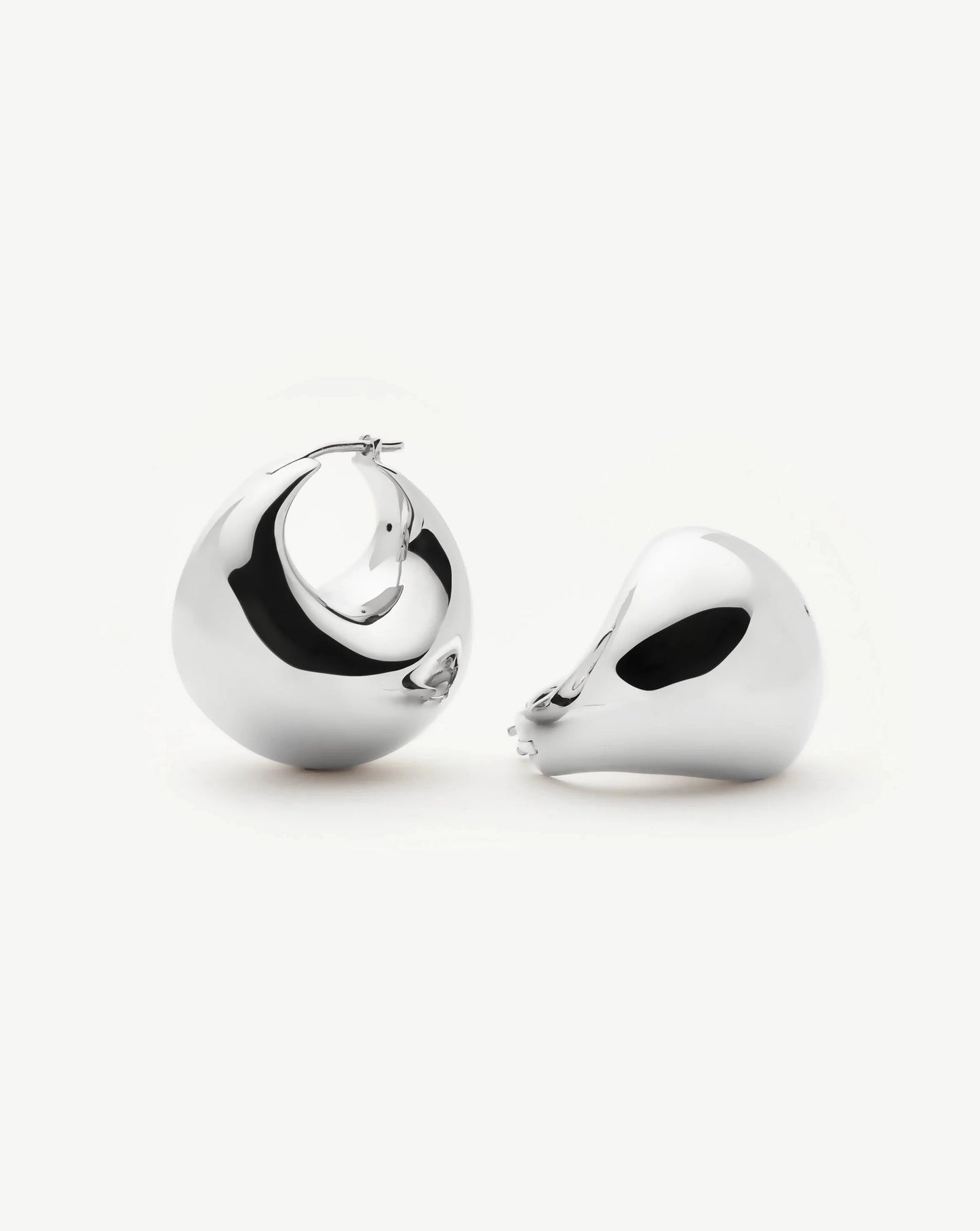 Sculptural Chubby Dome Medium Hoop Earrings | Silver Plated Earrings Missoma 