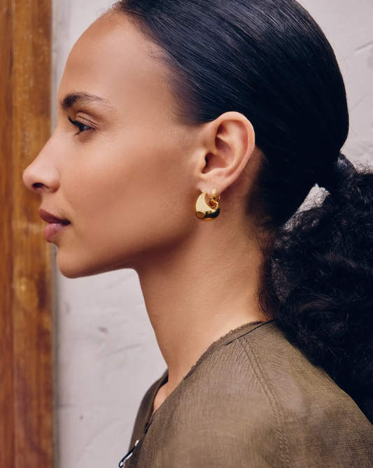 Sculptural Chubby Dome Small Hoop Earrings | 18ct Gold Plated Earrings Missoma 