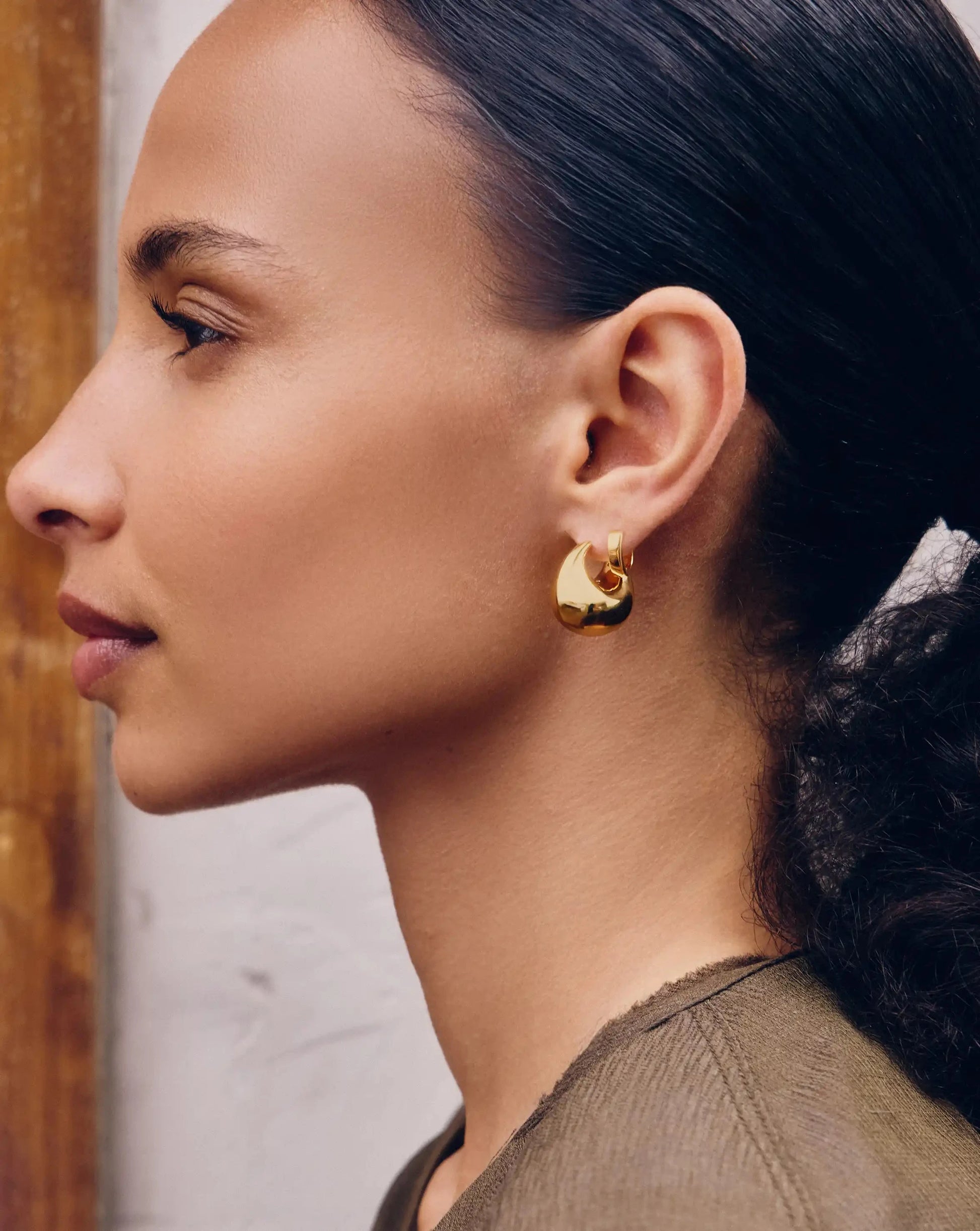 Sculptural Chubby Dome Small Hoop Earrings | 18ct Gold Plated Earrings Missoma 