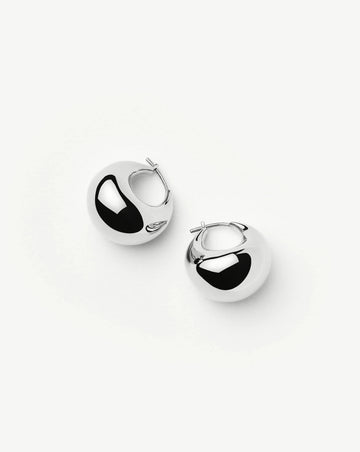 Sculptural Chubby Dome Small Hoop Earrings | Silver Plated Earrings Missoma 
