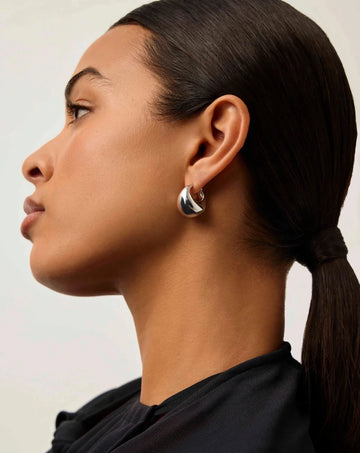 Sculptural Chubby Dome Small Hoop Earrings | Silver Plated Earrings Missoma 