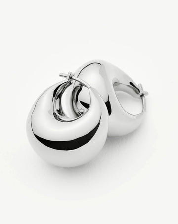 Sculptural Chubby Dome Small Hoop Earrings | Silver Plated Earrings Missoma 