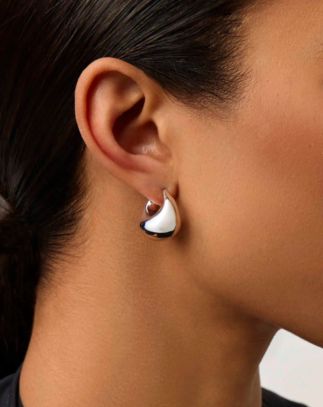 Sculptural Chubby Dome Small Hoop Earrings | Silver Plated Earrings Missoma 