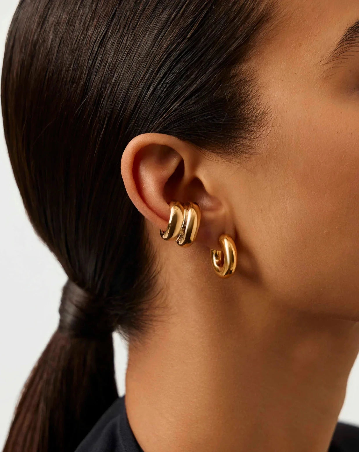 Sculptural Chubby Double Ear Cuff | 18ct Gold Plated Earrings Missoma 