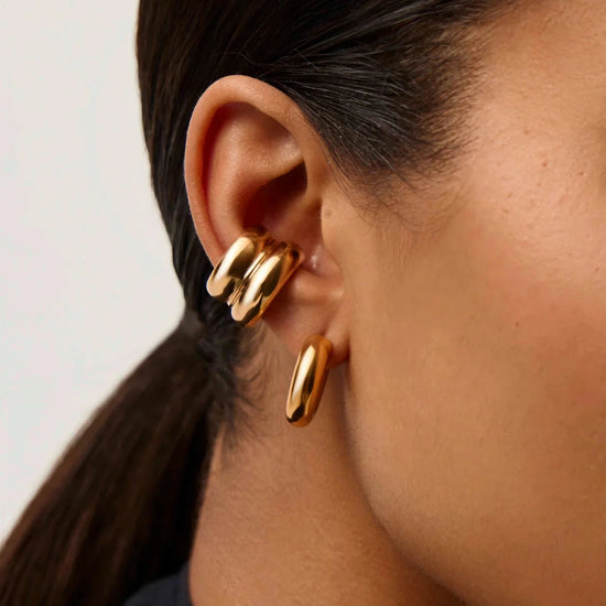 Sculptural Chubby Double Ear Cuff | 18ct Gold Plated Earrings Missoma 