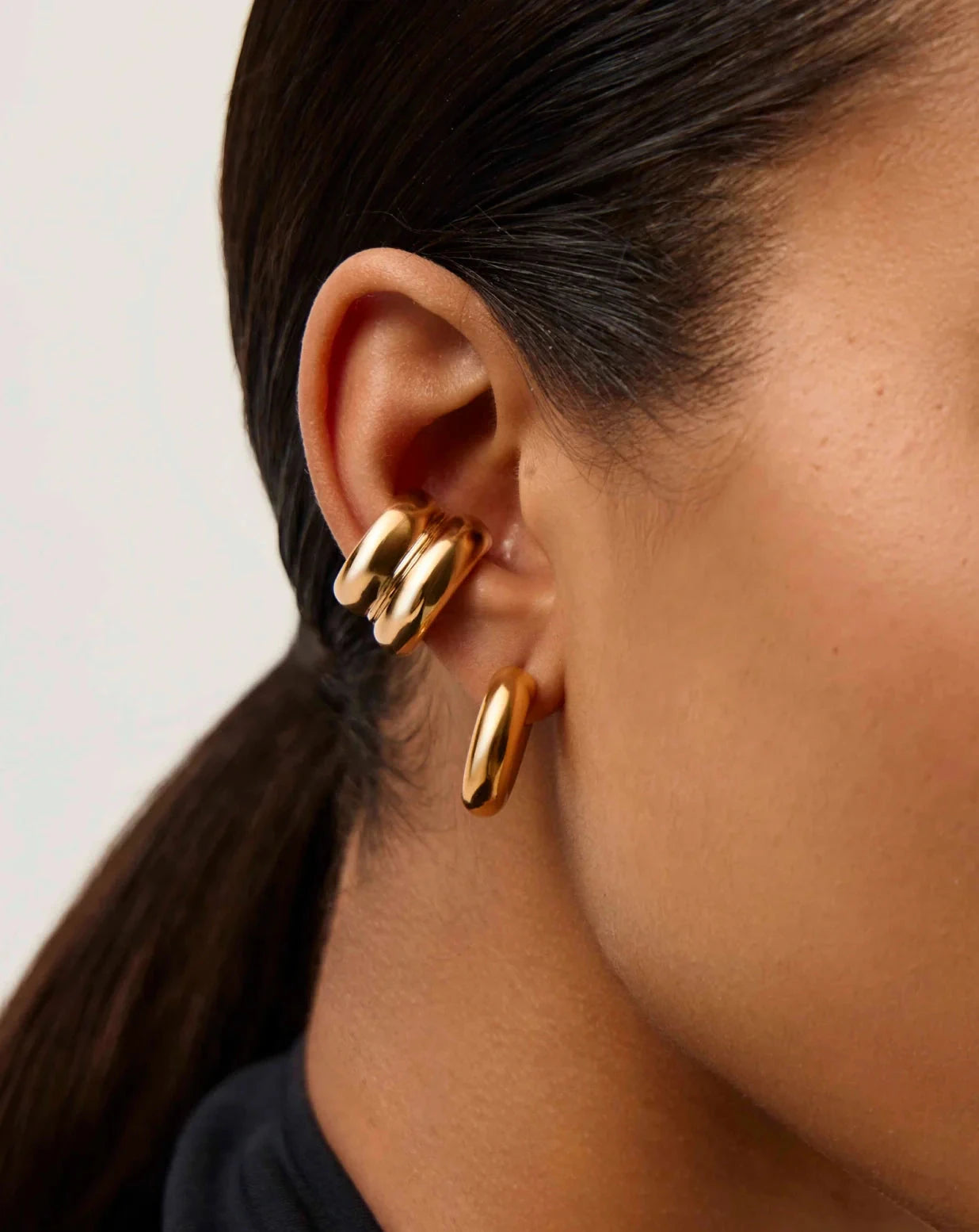 Sculptural Chubby Double Ear Cuff | 18ct Gold Plated Earrings Missoma 