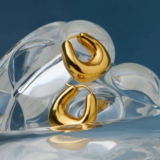 Sculptural Chubby Small Hoop Earrings | 18ct Gold Plated Earrings Missoma 