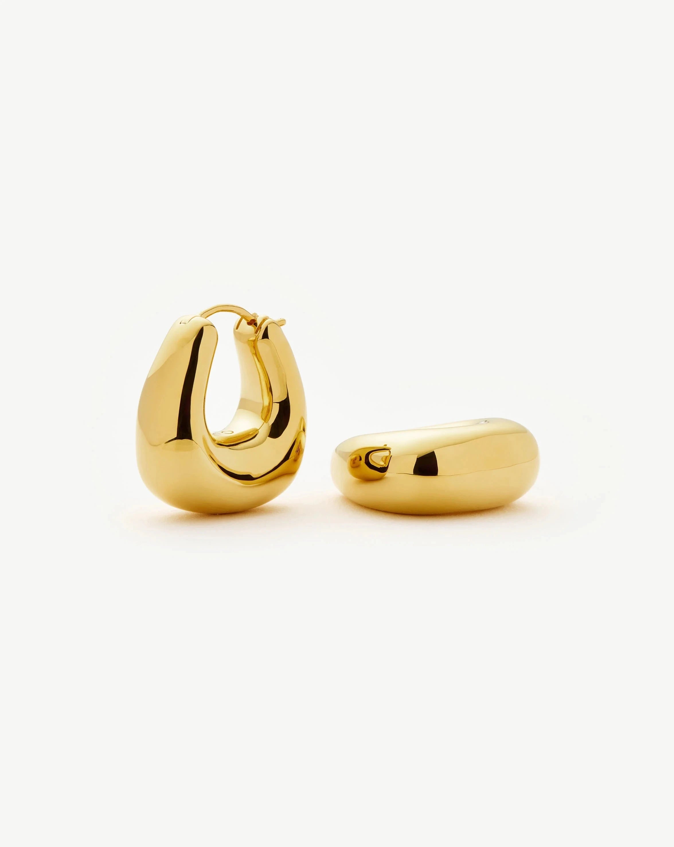 Sculptural Chubby Small Hoop Earrings | 18ct Gold Plated Earrings Missoma 
