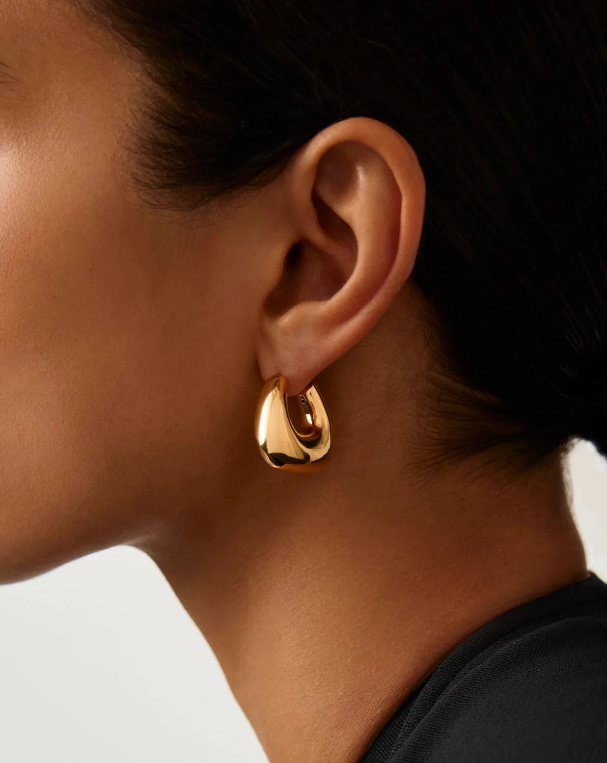 Sculptural Chubby Small Hoop Earrings | 18ct Gold Plated Earrings Missoma 