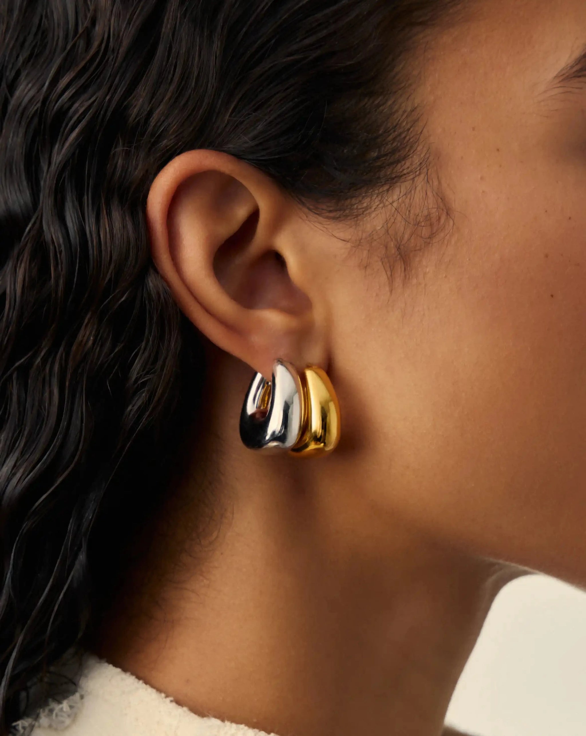 Sculptural Chubby Small Hoop Earrings | 18ct Gold Plated Earrings Missoma 