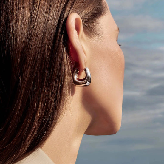 Sculptural Chubby Small Hoop Earrings | Silver Plated Earrings Missoma 