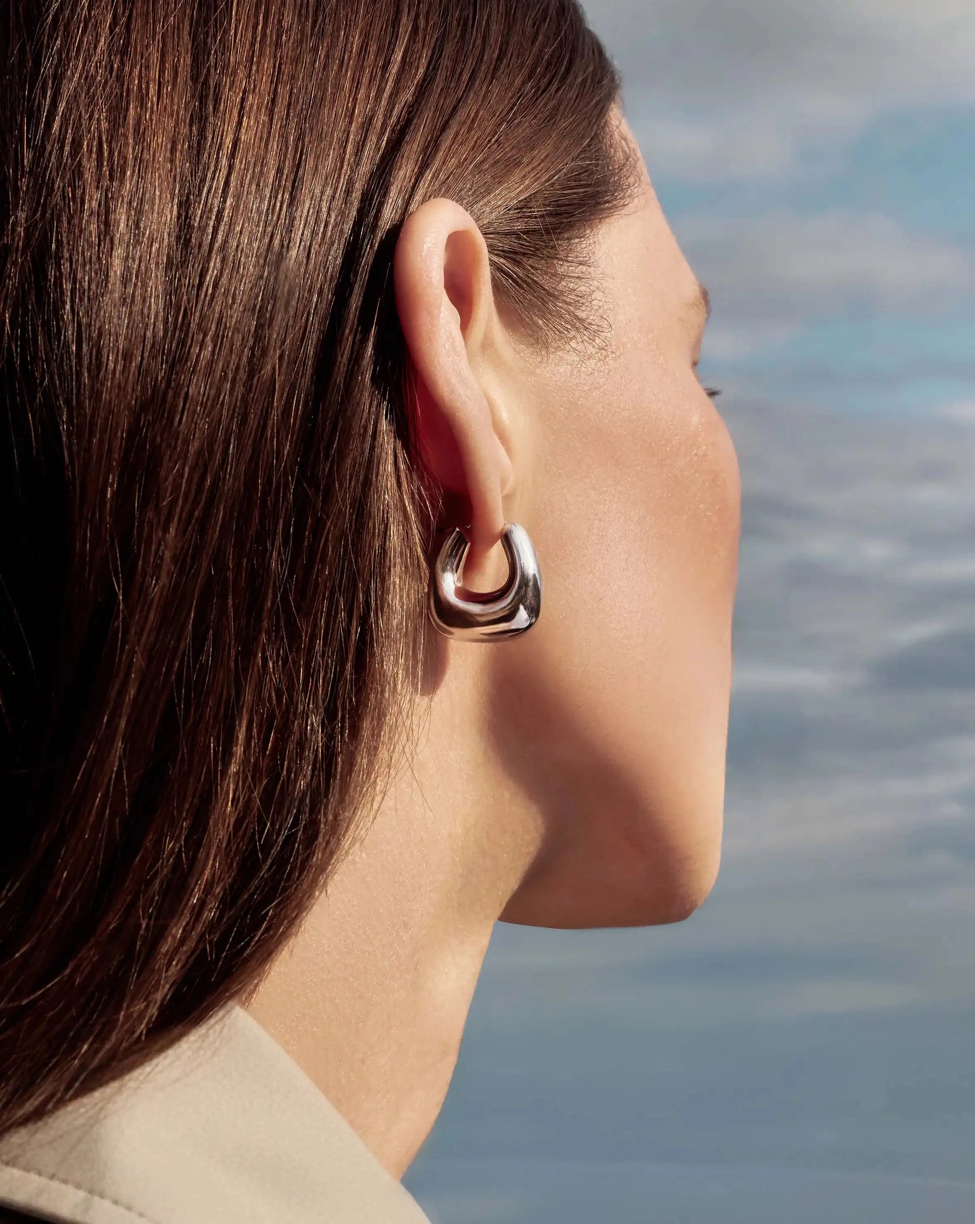 Sculptural Chubby Small Hoop Earrings | Silver Plated Earrings Missoma 
