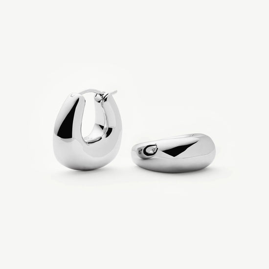 Sculptural Chubby Small Hoop Earrings | Silver Plated Earrings Missoma 