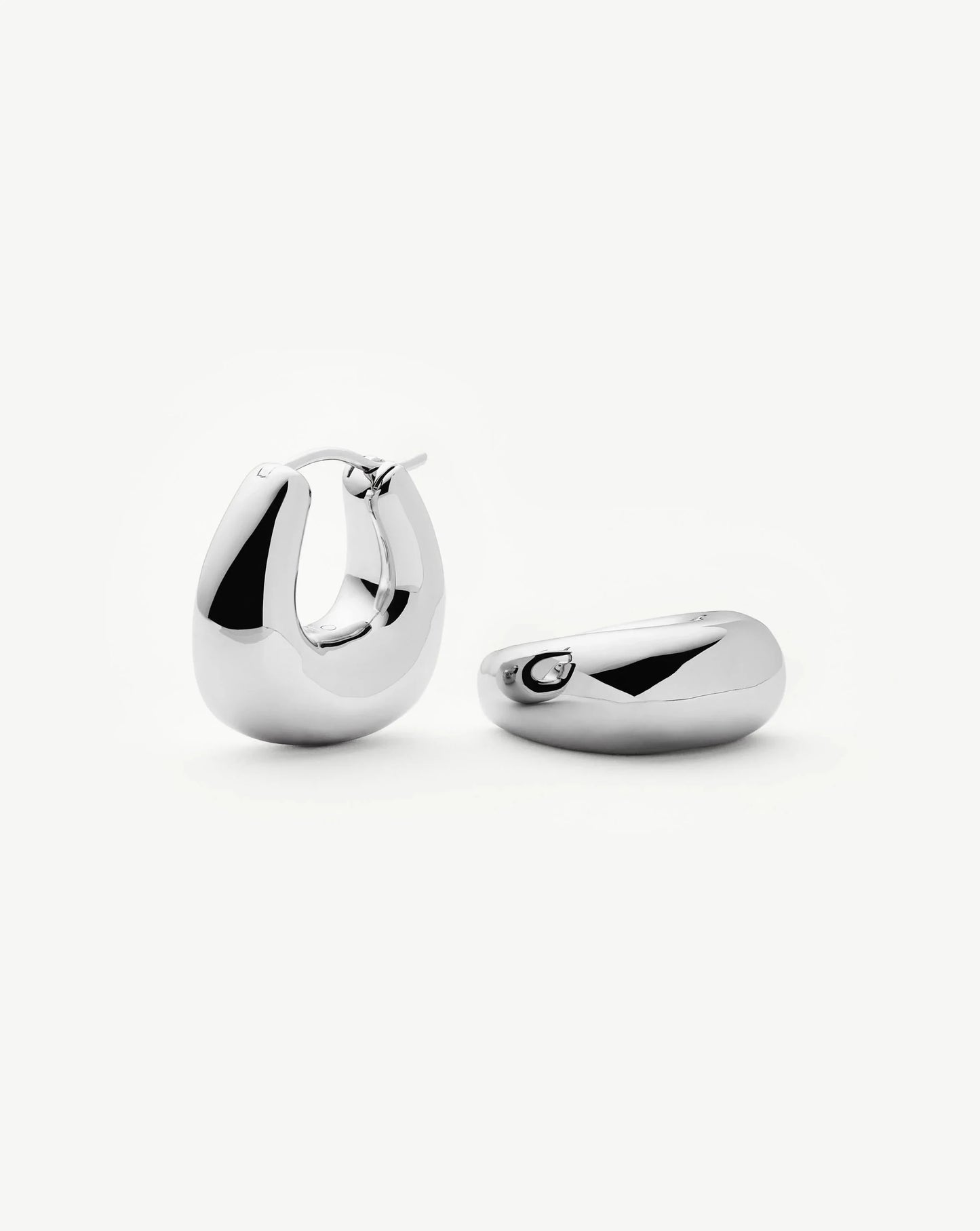 Sculptural Chubby Small Hoop Earrings | Silver Plated Earrings Missoma 