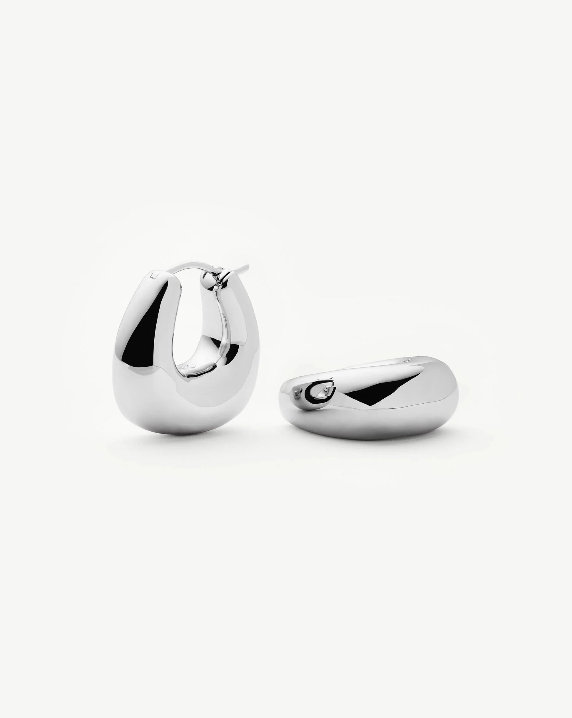 Sculptural Chubby Small Hoop Earrings | Silver Plated Earrings Missoma 