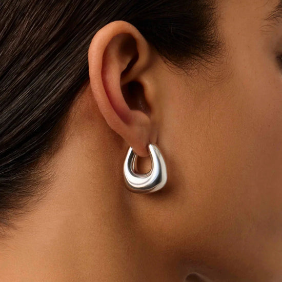 Sculptural Chubby Small Hoop Earrings | Silver Plated Earrings Missoma 