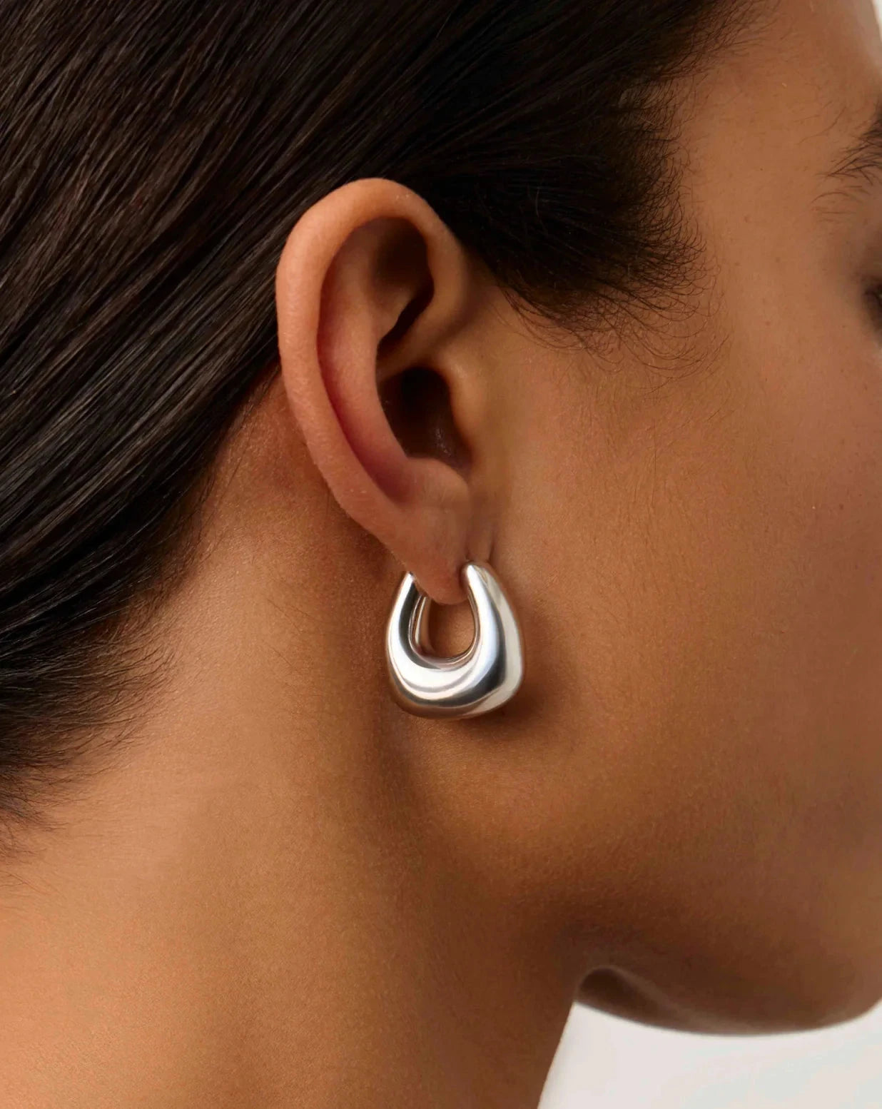 Sculptural Chubby Small Hoop Earrings | Silver Plated Earrings Missoma 